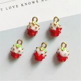 50 PCS 8*13mm Alloy Strawberry Pendant Charms for DIY Jewelry Making