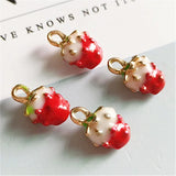 50 PCS 8*13mm Alloy Strawberry Pendant Charms for DIY Jewelry Making