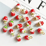 50pcs Strawberry Pendant Charm for Jewelry Making