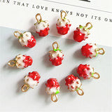 50pcs Strawberry Pendant Charm for Jewelry Making