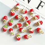 50pcs Strawberry Pendant Charm for Jewelry Making
