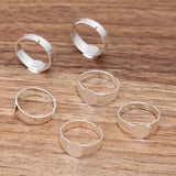 50 PCS Silver Plated Adjustable Ring Settings for 10mm 12mm Round Flat Base