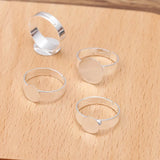 50 PCS Silver Plated Adjustable Ring Settings for 10mm 12mm Round Flat Base