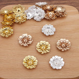 50 PCS Gold/Silver Plated 5x16mm Double-layer Copper Flower Bead Caps