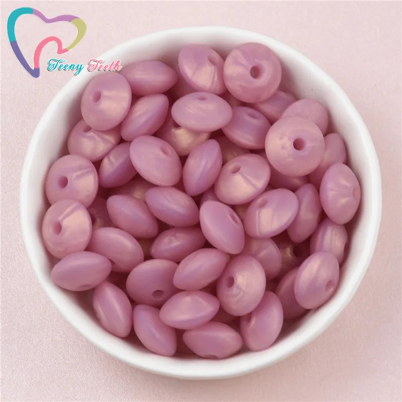 50 PCS Metallic Colors Silicone Beads for Teething Necklace Baby Teether Toy