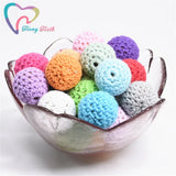 50 PCS Round 20 MM Crochet Beads Wooden Crochet Cotton Beads