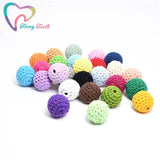 50 PCS Round 20 MM Crochet Beads Wooden Crochet Cotton Beads