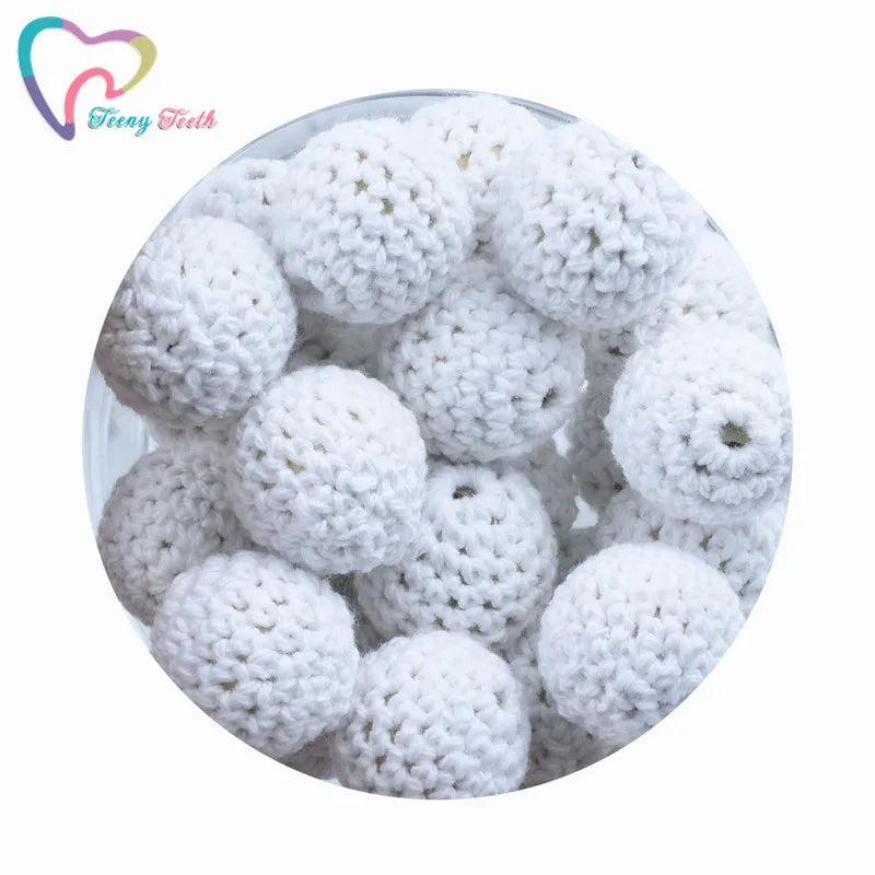 50 PCS Round 20 MM Crochet Beads Wooden Crochet Cotton Beads