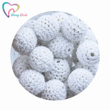 50 PCS Round 20 MM Crochet Beads Wooden Crochet Cotton Beads