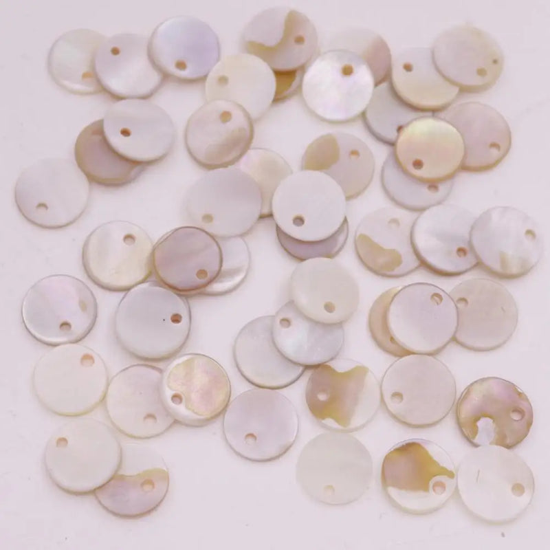 50 PCS Natural Shell Loose Beads Top Drilled 10mm 20mm 30mm Round Coin