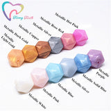 50 PCS Silicone Beads Teething Hexagon 14-17 MM Chewable Bead Teeth Necklace