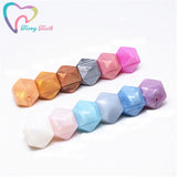 50 PCS Silicone Beads Teething Hexagon 14-17 MM Chewable Bead Teeth Necklace