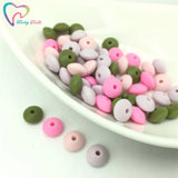 50 PCS Silicone Lentils Chewable Beads 12*7 MM BPA Dental Care Jewelry Bracelet