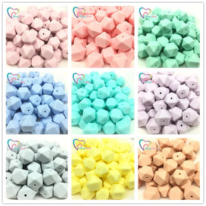 50 PCS Large 17 MM Geometric Silicone Beads Mix Colors DIY Necklace/Bracelet