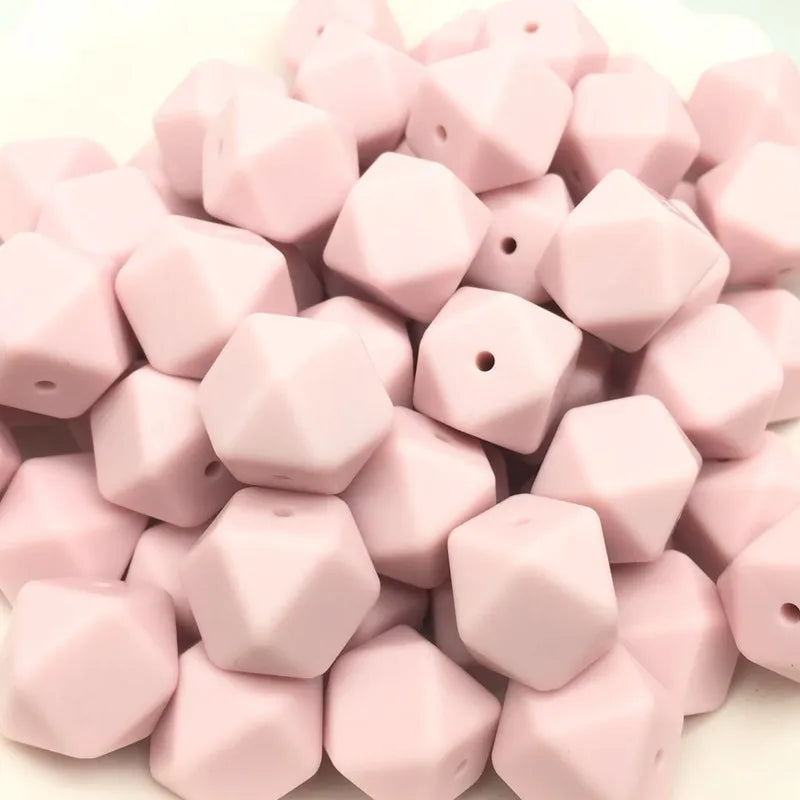 50 PCS Large 17 MM Geometric Silicone Beads Mix Colors DIY Necklace/Bracelet
