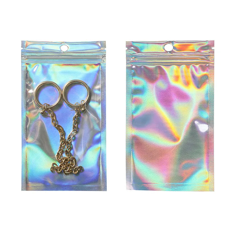 50 Holographic Ziplock Bags for DIY Jewelry Storage