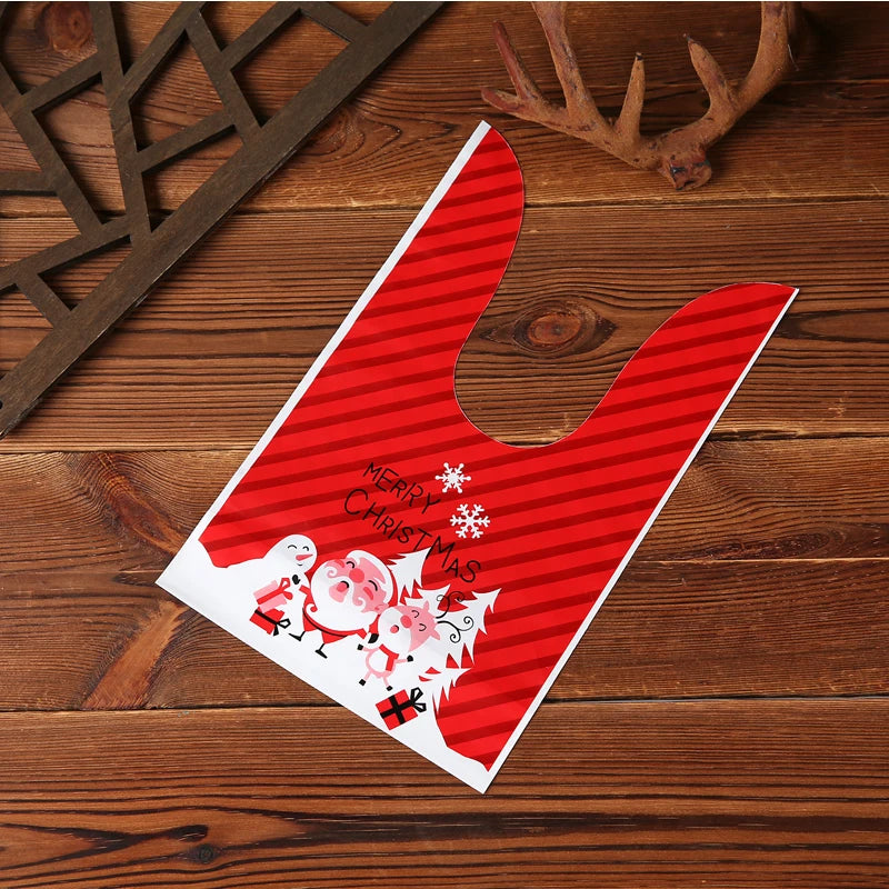 50 PCS Christmas Rabbit Ear Bags Cookie Plastic Bags&Candy Gift Bags