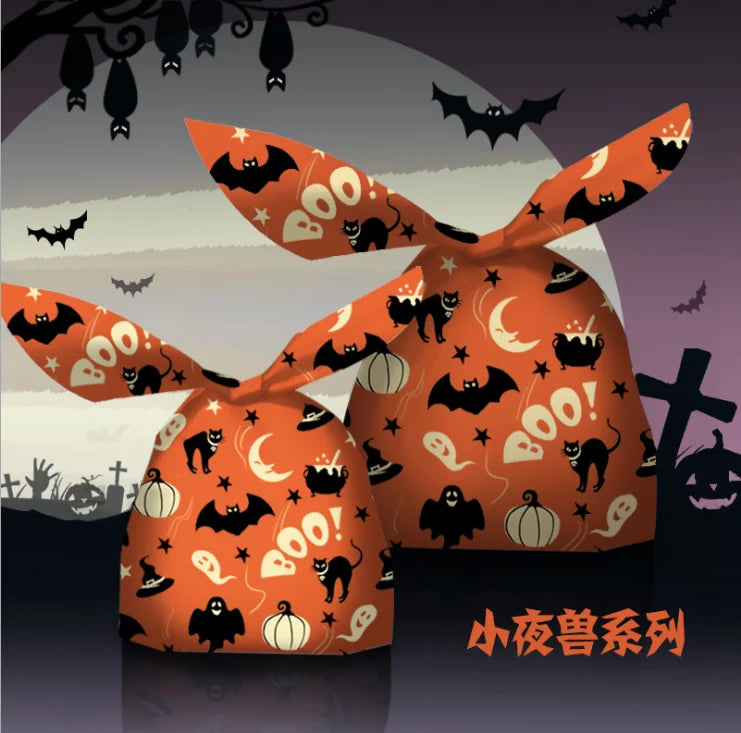 50 PCS Halloween Bunny Ears Bag Plastic Bags for Cookie & Candy Gift Kits