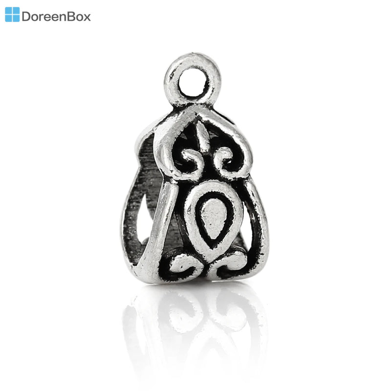 50 Pcs Silver Alloy Bails Beads 14x8mm DIY Jewelry Making Findings