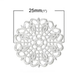 50 PCs Silver Hollow Flower Pattern Copper Findings for DIY Jewelry Making