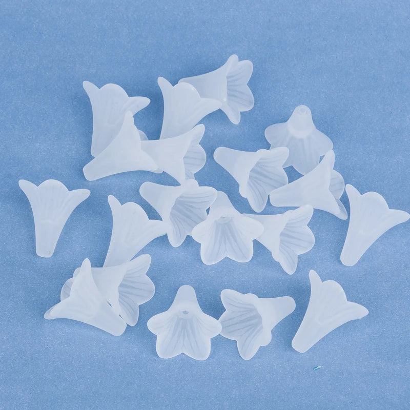 50 Frosted Acrylic Lily Flower Beads 22x22mm DIY Jewelry Making Accessories