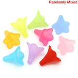 50 PCs Lily Flower Frosted Acrylic Beads Mixed Multicolor DIY Jewelry