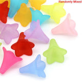 50 PCs Lily Flower Frosted Acrylic Beads Mixed Multicolor DIY Jewelry