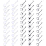 50-Pack 22G Nose Studs 316L Steel Clear CZ Nostril Pin Studs Piercing Jewelry