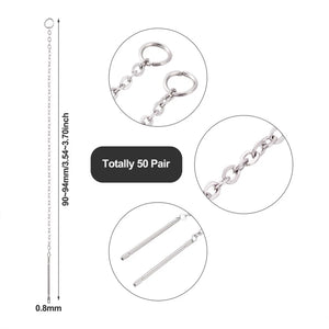 50 Pairs Stainless Steel Earring Findings Ear Threads Long Ear Line Chain