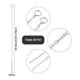 50 Pairs Stainless Steel Earring Findings Ear Threads Long Ear Line Chain