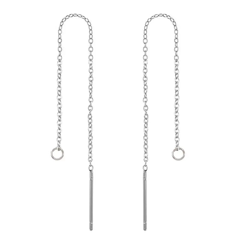 50 Pairs Stainless Steel Earring Findings Ear Threads Long Ear Line Chain