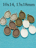 50 Pcs Oval Bezel Blanks for Pendant Setting, Earring Base, Bracelet Charm