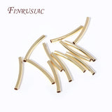 50 Pcs 18K Gold Plated Curved Tube Beads for DIY Jewelry Making