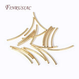 50 Pcs 18K Gold Plated Curved Tube Beads for DIY Jewelry Making