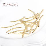 50 Pcs 18K Gold Plated Curved Tube Beads for DIY Jewelry Making