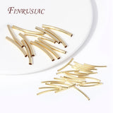 50 Pcs 18K Gold Plated Curved Tube Beads for DIY Jewelry Making