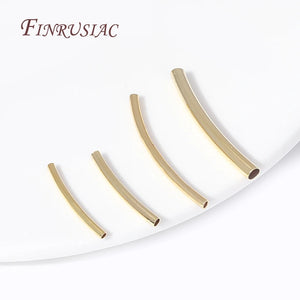 50 Pcs 18K Gold Plated Curved Tube Beads for DIY Jewelry Making