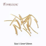 50 Pcs 18K Gold Plated Curved Tube Beads for DIY Jewelry Making