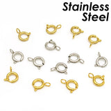 50 Pcs Stainless Steel Spring Ring Clasp Tarnish Resistant
