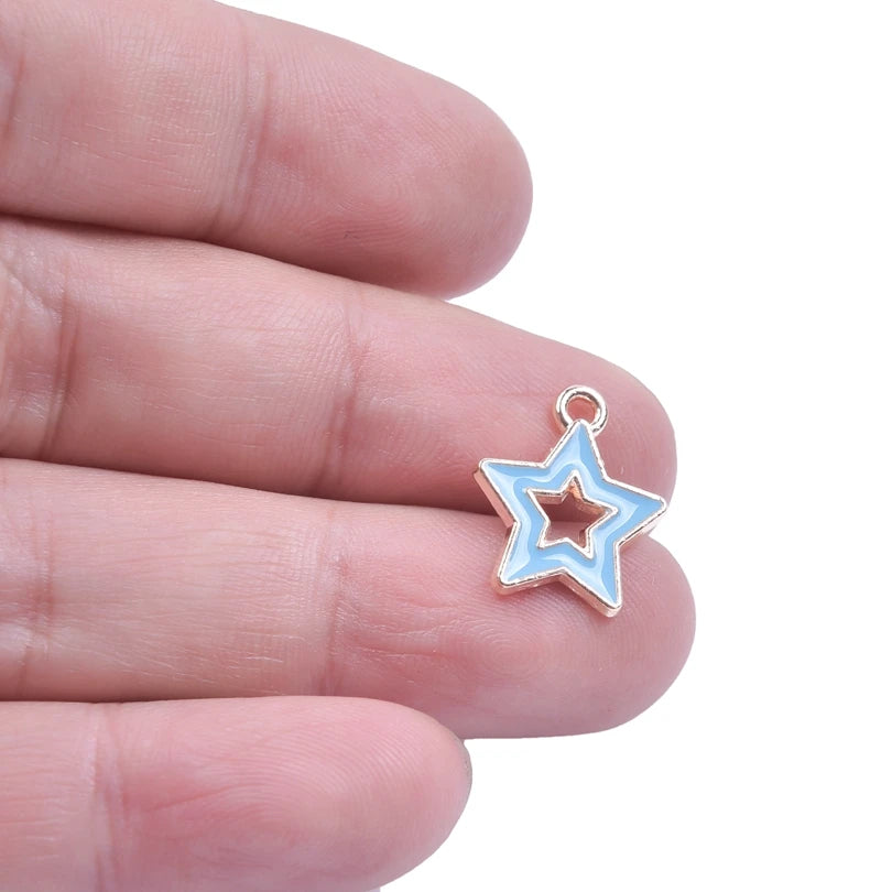 50 Pcs Alloy Oil Drops Pentagram Hollow Pendants for DIY Jewelry Making