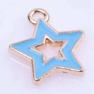 50 Pcs Alloy Oil Drops Pentagram Hollow Pendants for DIY Jewelry Making