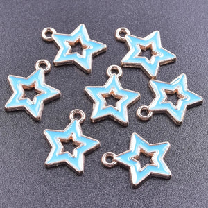 50 Pcs Alloy Oil Drops Pentagram Hollow Pendants for DIY Jewelry Making