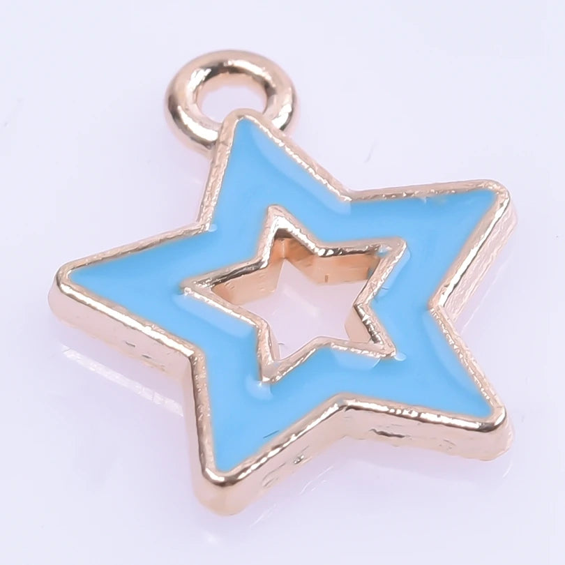 50 Pcs Alloy Oil Drops Pentagram Hollow Pendants for DIY Jewelry Making