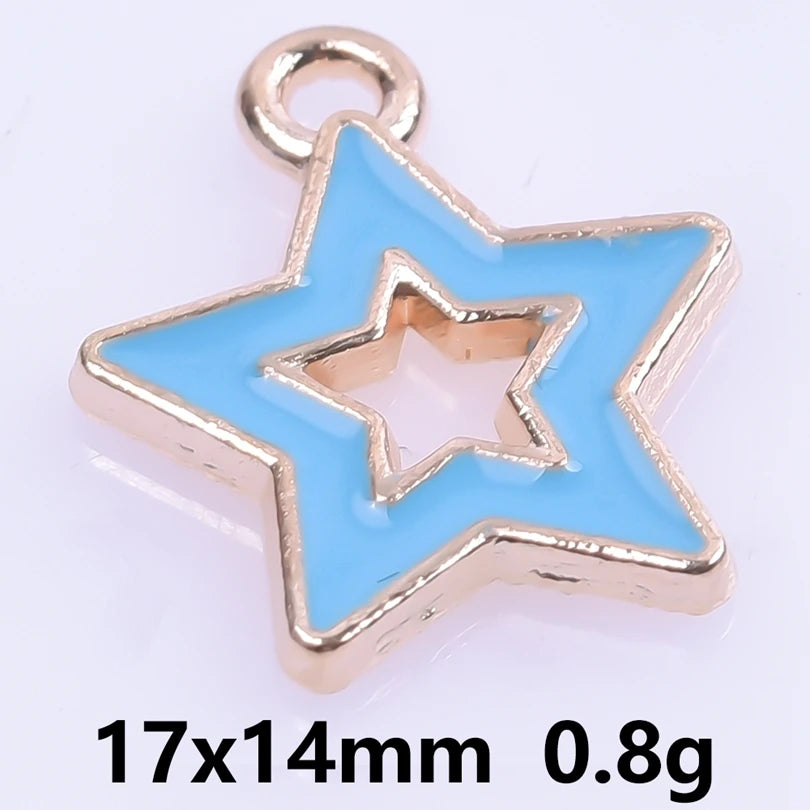 50 Pcs Alloy Oil Drops Pentagram Hollow Pendants for DIY Jewelry Making