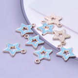 50 Pcs Alloy Oil Drops Pentagram Hollow Pendants for DIY Jewelry Making