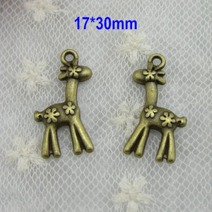 50 Pcs Baby Deer Charms Pendant, Antique Bronze Tone, 2 Sides and 3D
