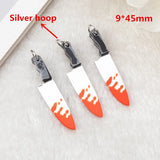 50 Pcs Acrylic Halloween Weapon Blood Charms for Earrings & Necklaces