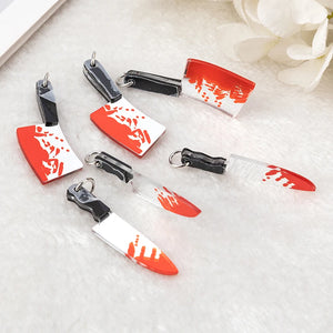 50 Pcs Acrylic Halloween Weapon Blood Charms for Earrings & Necklaces