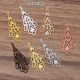 50 Pcs Brass Filigree Charms 18x41mm Chandelier Pendant 7 Colors