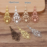 50 Pcs Brass Filigree Charms 18x41mm Chandelier Pendant 7 Colors